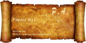 Papiu Ali névjegykártya